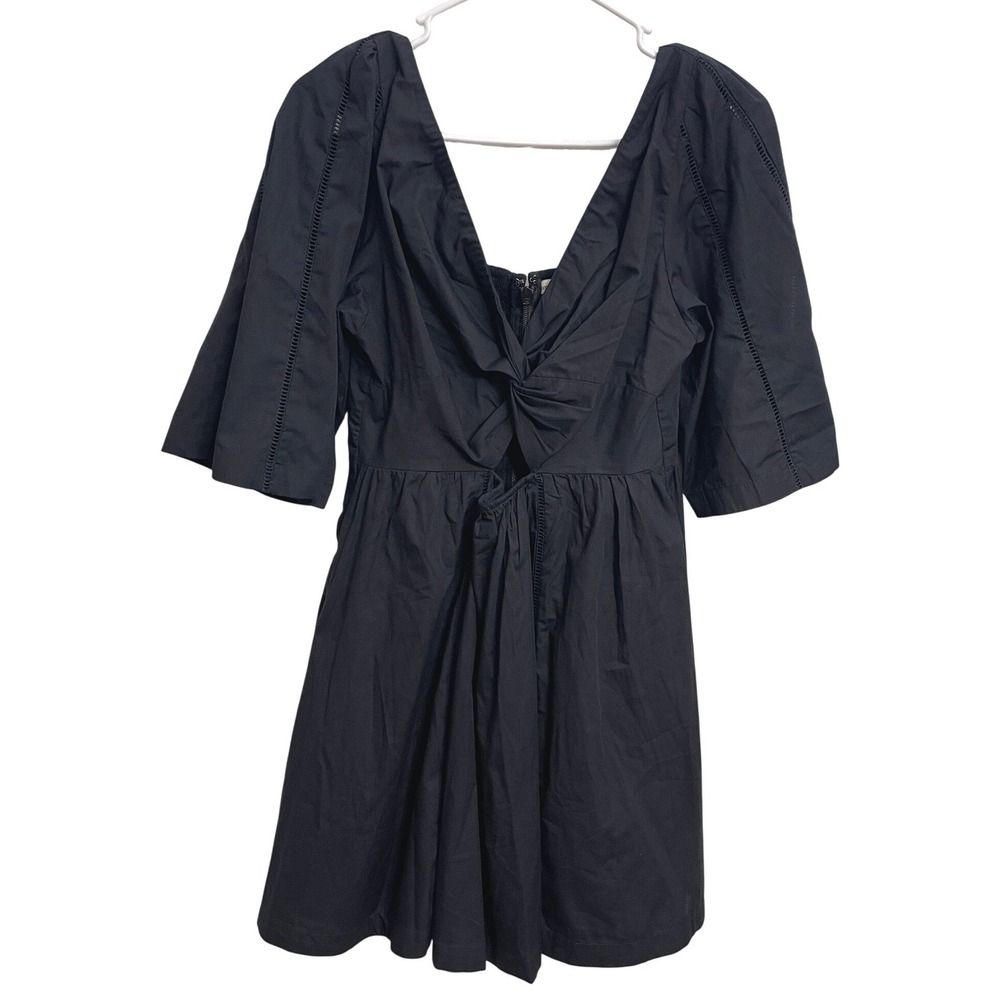 NWT Abercrombie Black Poplin Twist‎ Mini Dress Puff Sleeve Cottagecore Size M